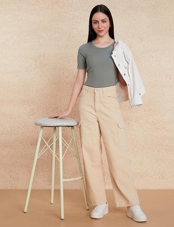 Symbol Women Wide Leg Cargo Jeans